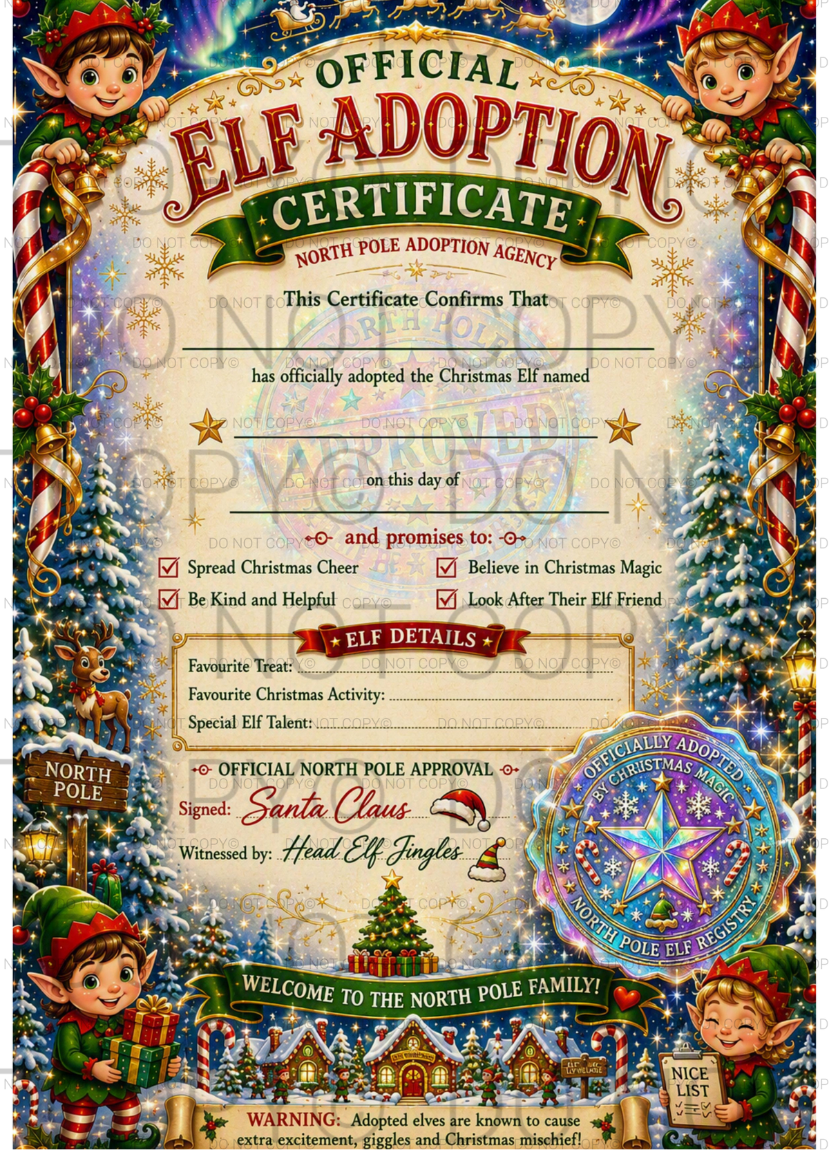 Elf Adoption Certificates