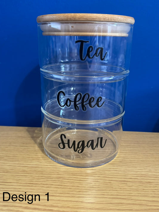 Tea, Coffee, Sugar Stackable Jars